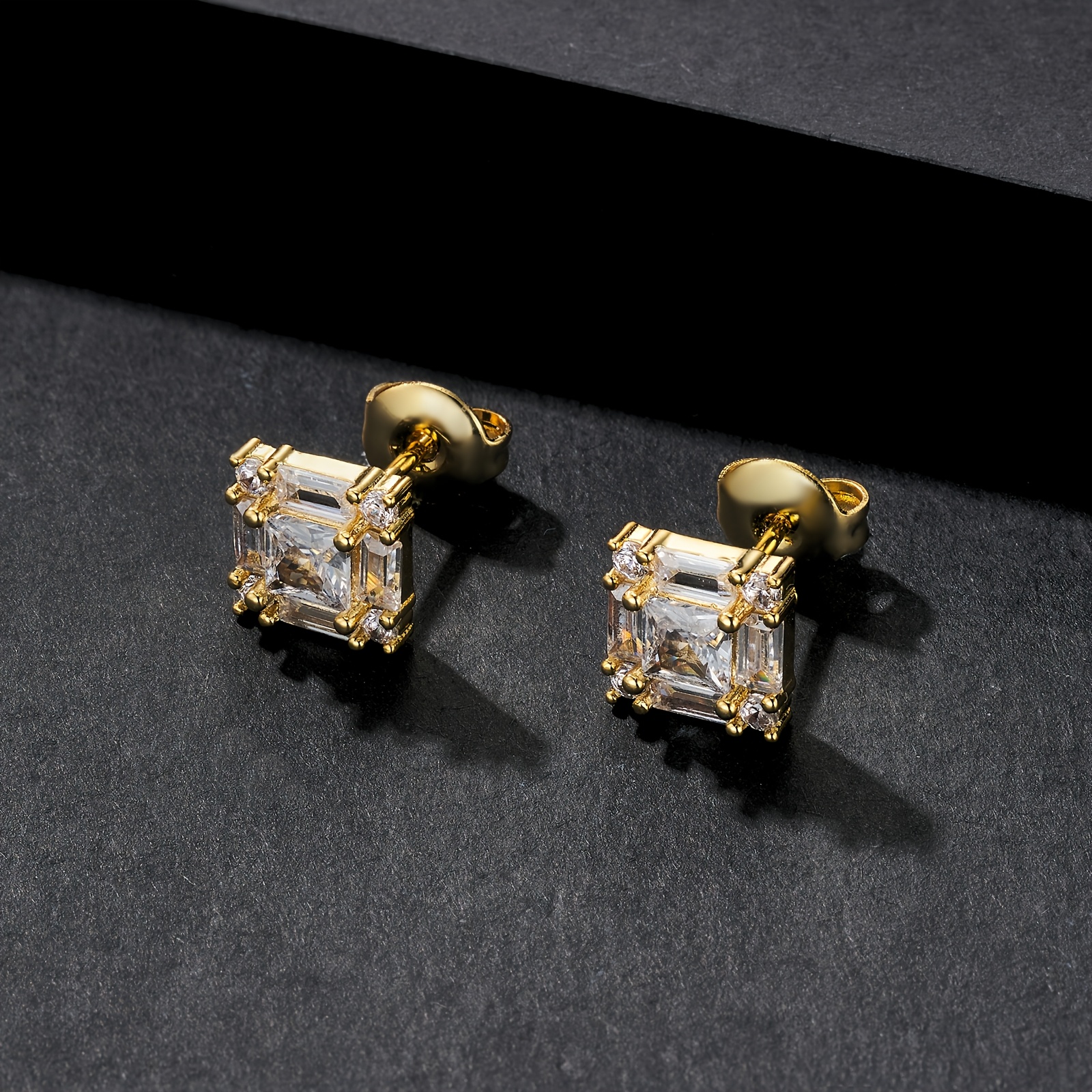 ICEDCHICS 9mm Square Stud Earrings, Hip-Hop Style